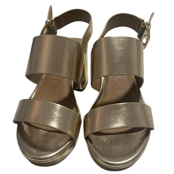 Aerosoles Camilia Gold Metallic Straps Buckle Platform Sandals Size 7 NWOB - Picture 2 of 9